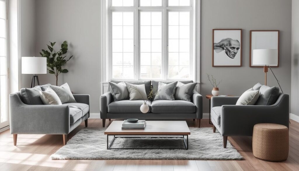 stylizacja wnętrz z szarymi meblami